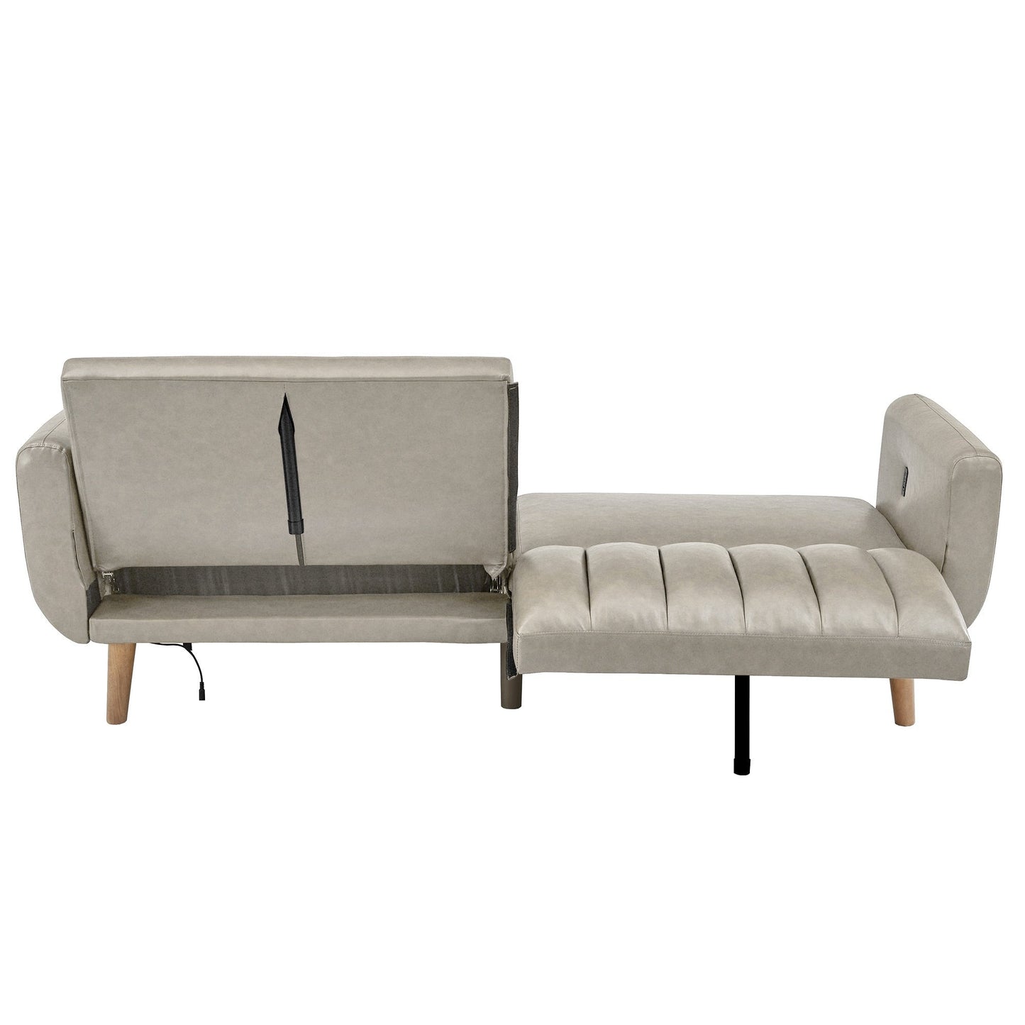 Canapé-lit futon convertible rembourré Sogndal à dossier divisé avec ports de chargement USB par iNSPIRE Q Modern