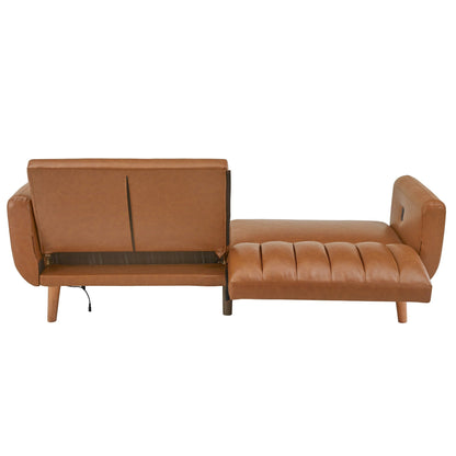 Canapé-lit futon convertible rembourré Sogndal à dossier divisé avec ports de chargement USB par iNSPIRE Q Modern