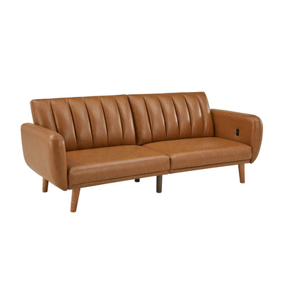 Canapé-lit futon convertible rembourré Sogndal à dossier divisé avec ports de chargement USB par iNSPIRE Q Modern