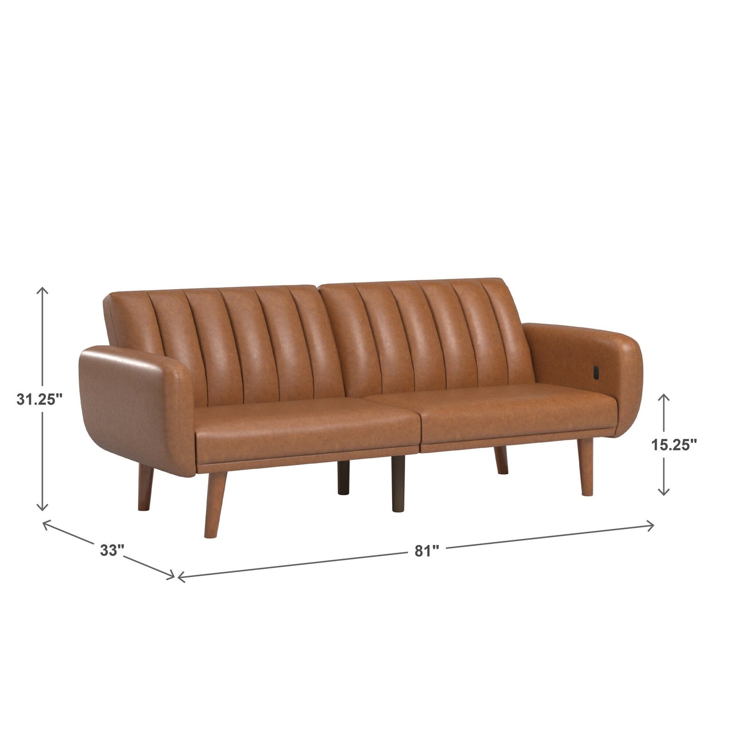 Canapé-lit futon convertible rembourré Sogndal à dossier divisé avec ports de chargement USB par iNSPIRE Q Modern
