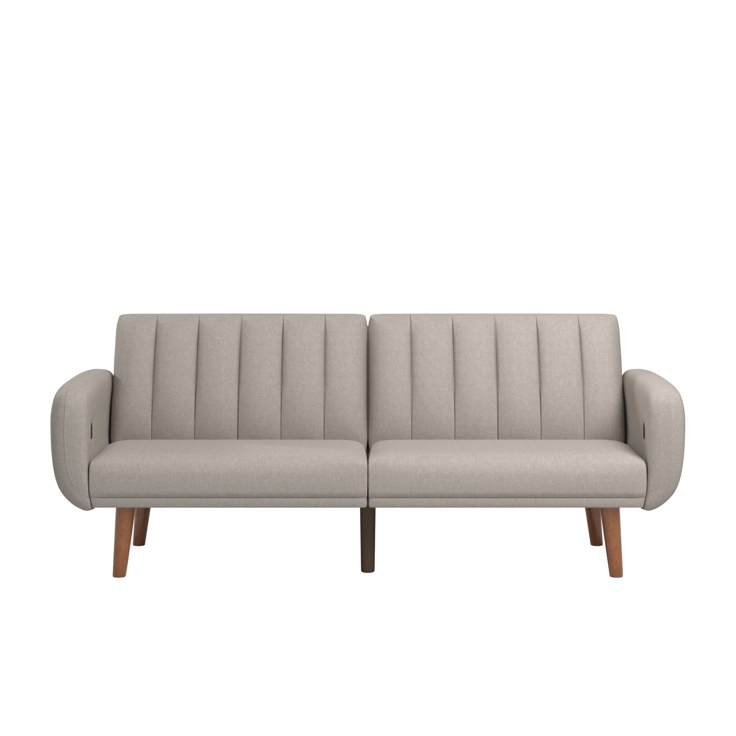 Canapé-lit futon convertible rembourré Sogndal à dossier divisé avec ports de chargement USB par iNSPIRE Q Modern
