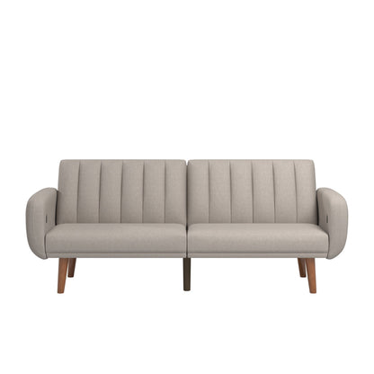 Canapé-lit futon convertible rembourré Sogndal à dossier divisé avec ports de chargement USB par iNSPIRE Q Modern