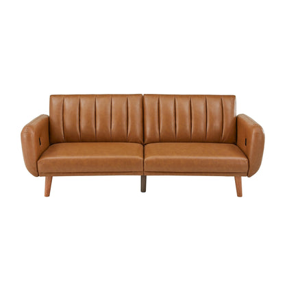 Canapé-lit futon convertible rembourré Sogndal à dossier divisé avec ports de chargement USB par iNSPIRE Q Modern