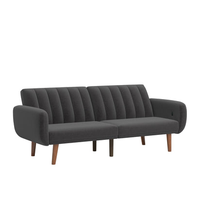 Canapé-lit futon convertible rembourré Sogndal à dossier divisé avec ports de chargement USB par iNSPIRE Q Modern