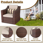 Ensemble de 5 chaises longues et poufs d'extérieur en osier pour patio