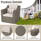 Ensemble de 5 chaises longues et poufs d'extérieur en osier pour patio