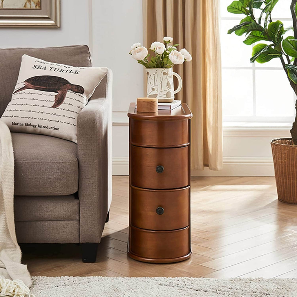 Table d'appoint étroite à deux tiroirs en bois massif