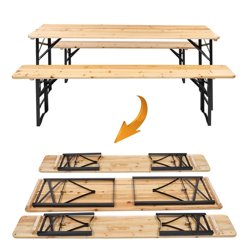 Ensemble de salle à manger de pique-nique pliant en bois massif