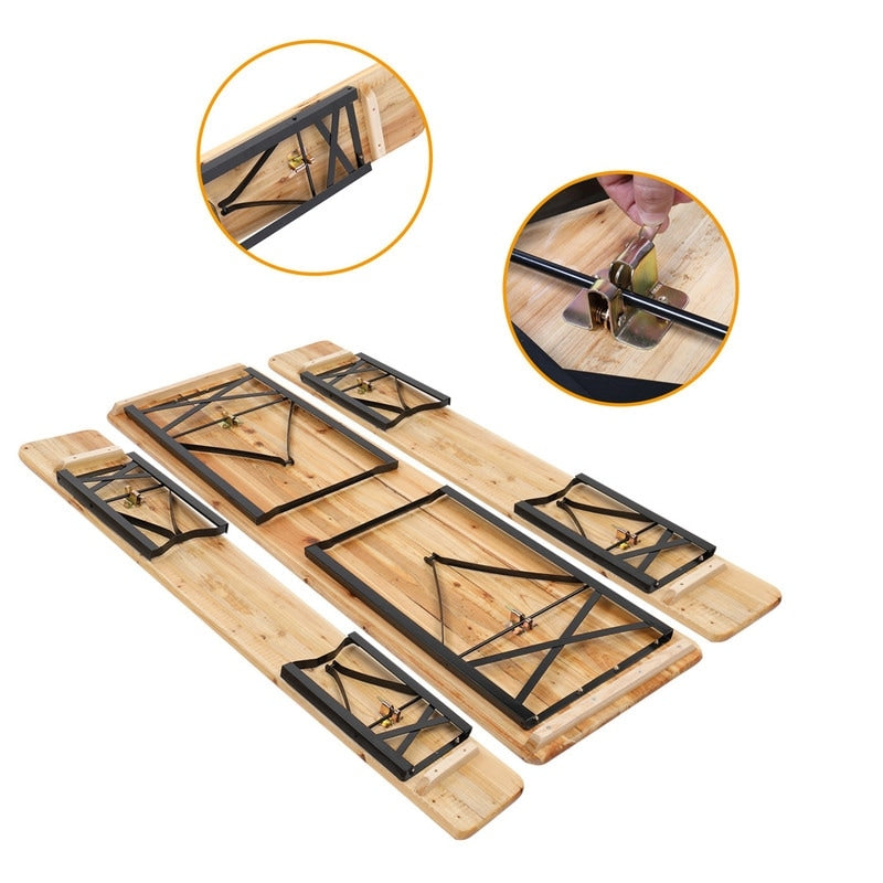 Ensemble de salle à manger de pique-nique pliant en bois massif