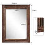 Miroir de salle de bain plat avec cadre en bois massif