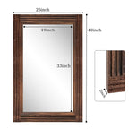 Miroir de salle de bain plat avec cadre en bois massif
