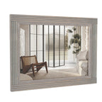 Miroir de salle de bain plat avec cadre en bois massif