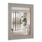 Miroir de salle de bain plat avec cadre en bois massif
