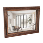 Miroir de salle de bain plat avec cadre en bois massif