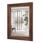 Miroir de salle de bain plat avec cadre en bois massif