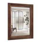 Miroir de salle de bain plat avec cadre en bois massif