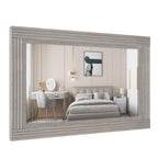 Miroir de salle de bain plat avec cadre en bois massif