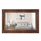 Miroir de salle de bain plat avec cadre en bois massif