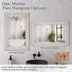 Miroir de salle de bain plat avec cadre en bois massif