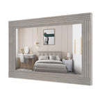 Miroir de salle de bain plat avec cadre en bois massif