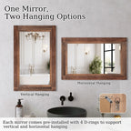 Miroir de salle de bain plat avec cadre en bois massif