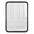 Miroir mural rectangulaire d'angle rond avec cadre en bois massif