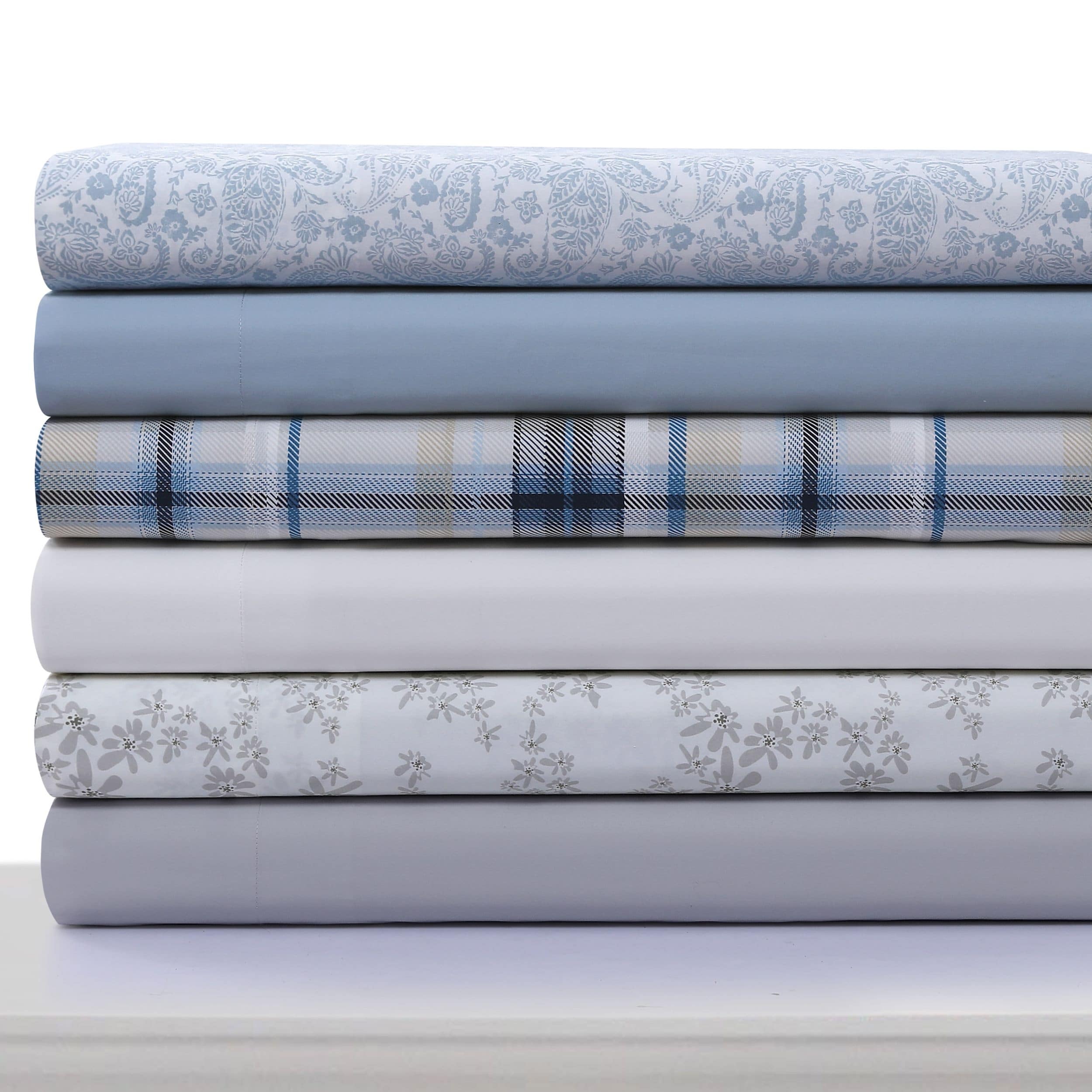Parure de draps en percale de coton 300 fils, unie ou imprimée, à poches extra profondes