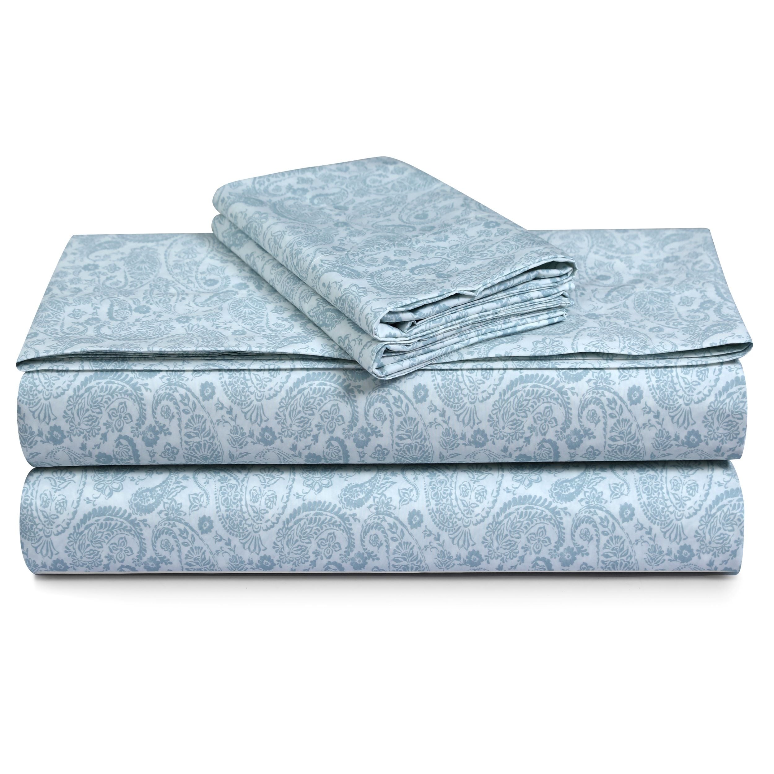 Parure de draps en percale de coton 300 fils, unie ou imprimée, à poches extra profondes