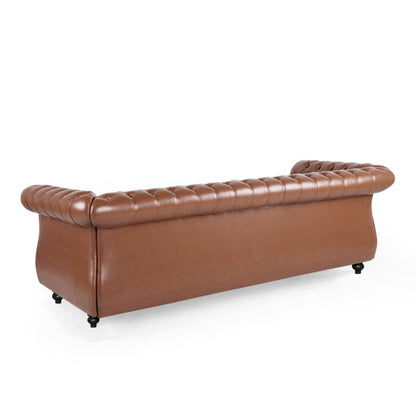 Canapé Chesterfield Somerville capitonné en similicuir avec accoudoirs en volutes par Christopher Knight Home