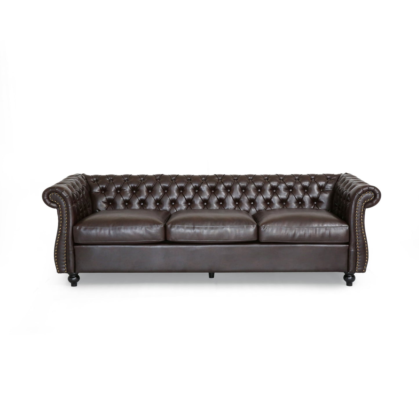Canapé Chesterfield Somerville capitonné en similicuir avec accoudoirs en volutes par Christopher Knight Home
