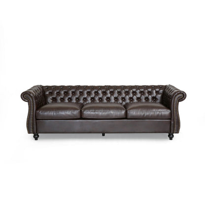 Canapé Chesterfield Somerville capitonné en similicuir avec accoudoirs en volutes par Christopher Knight Home