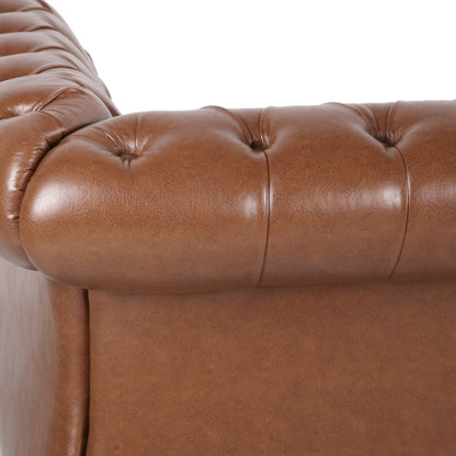 Canapé Chesterfield Somerville capitonné en similicuir avec accoudoirs en volutes par Christopher Knight Home