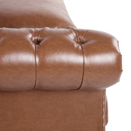 Canapé Chesterfield Somerville capitonné en similicuir avec accoudoirs en volutes par Christopher Knight Home