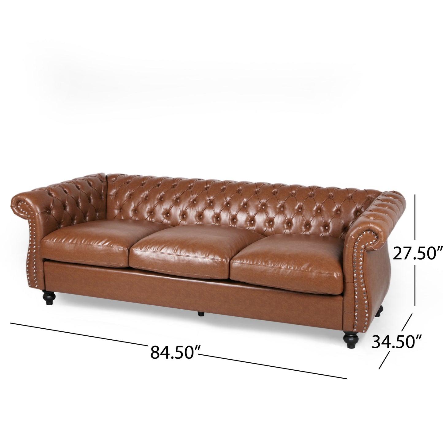Canapé Chesterfield Somerville capitonné en similicuir avec accoudoirs en volutes par Christopher Knight Home