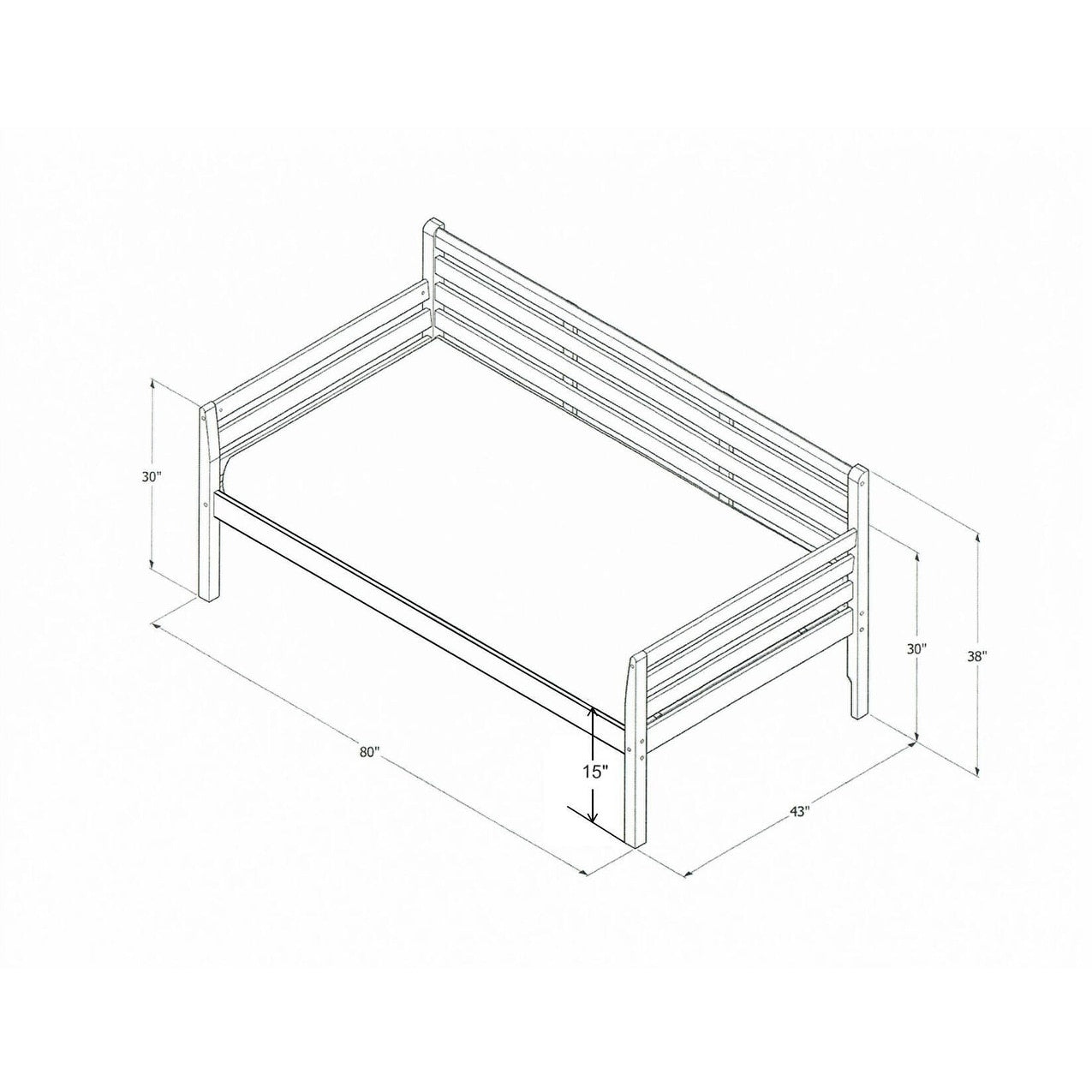 Lit de repos Somette Boho avec lit escamotable supplémentaire (matelas non inclus)