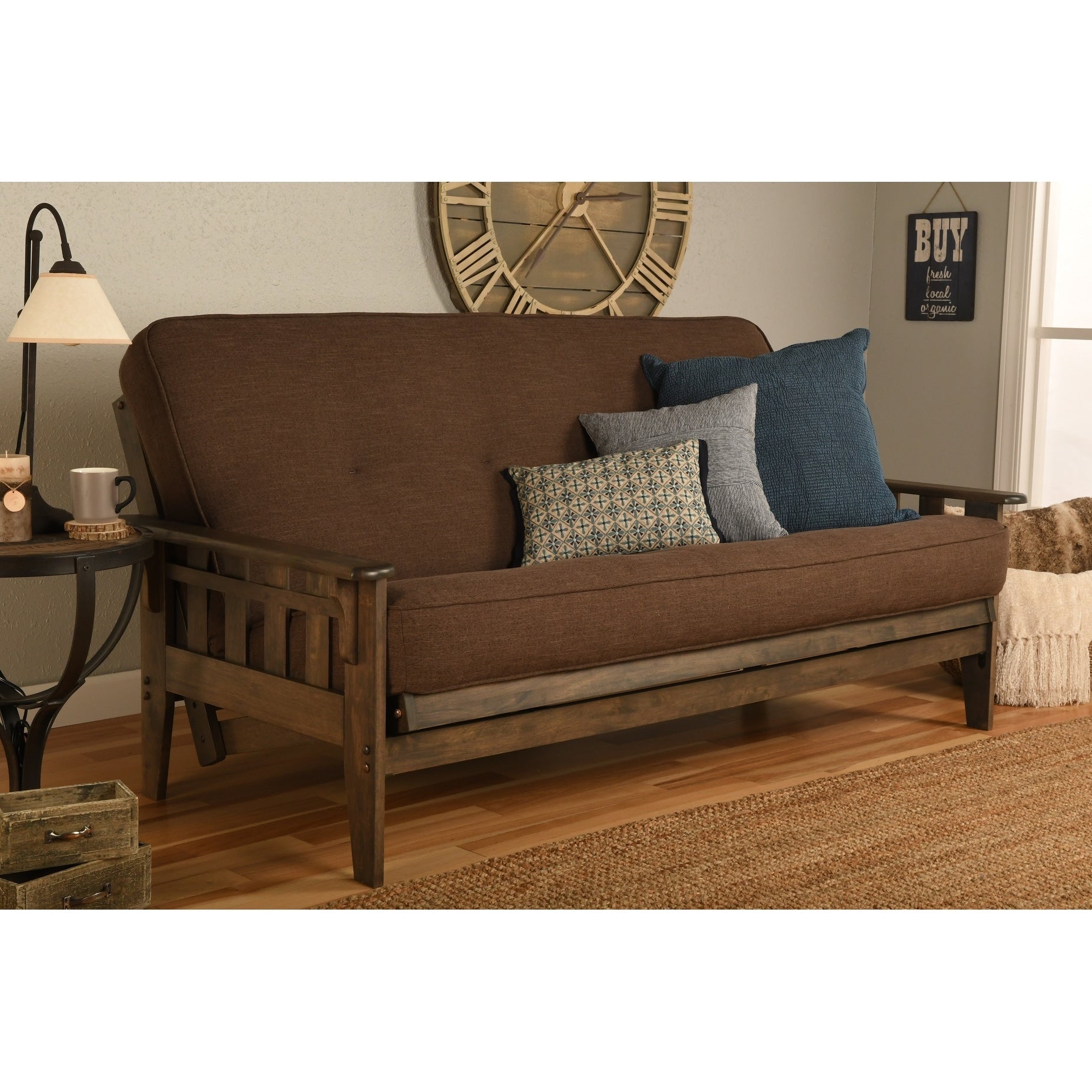Ensemble futon rustique Somette Tucson pleine grandeur en noyer avec matelas
