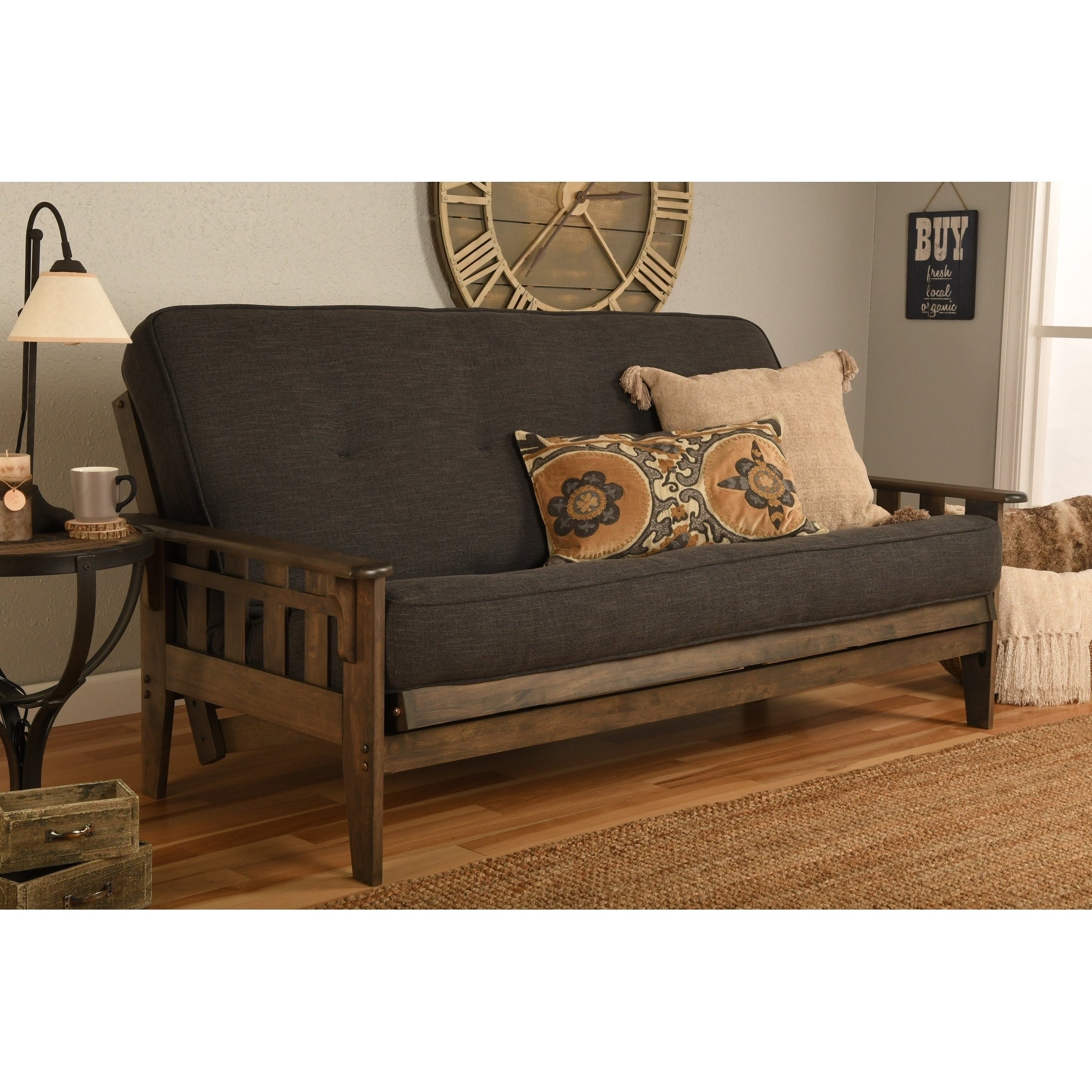 Ensemble futon rustique Somette Tucson pleine grandeur en noyer avec matelas
