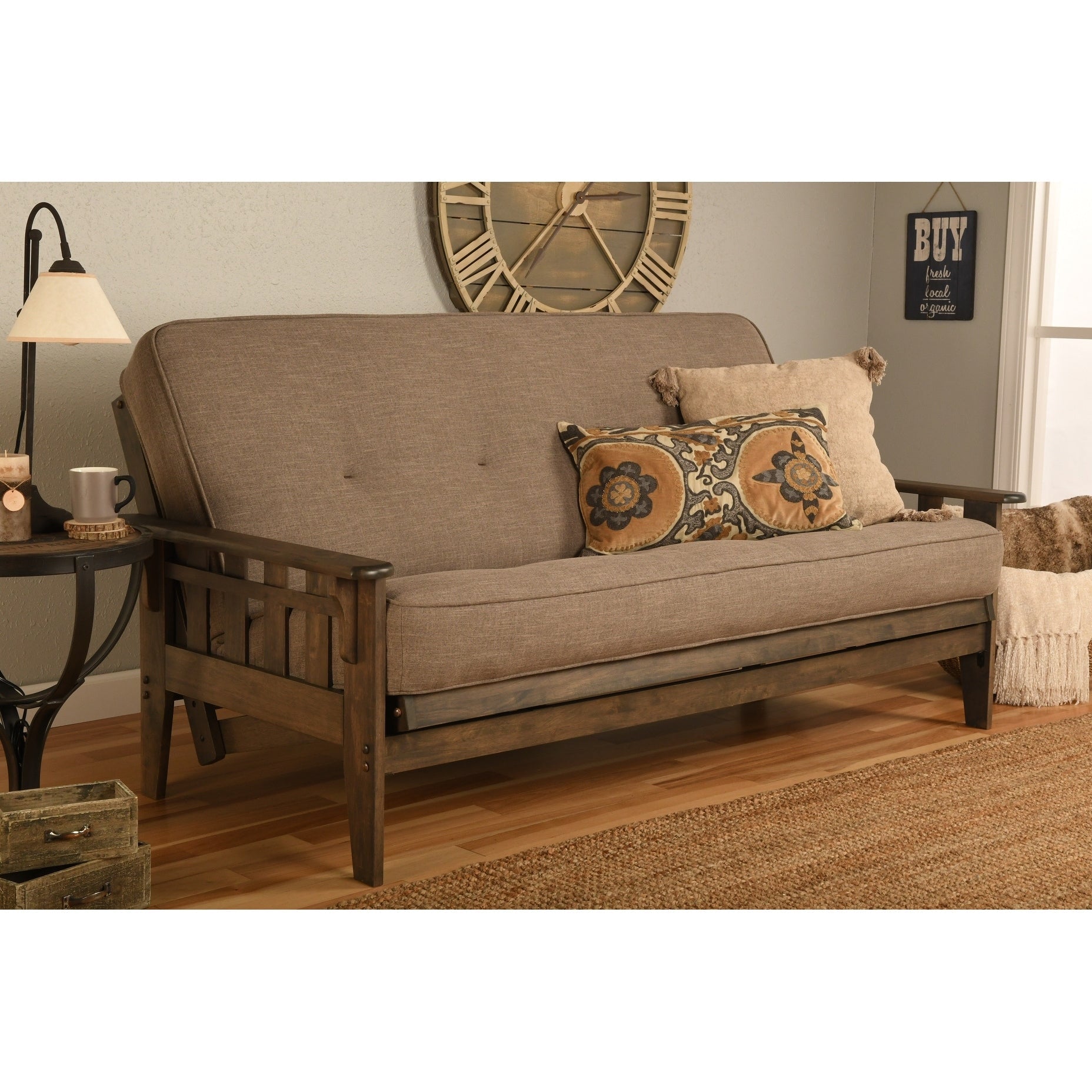 Ensemble futon rustique Somette Tucson pleine grandeur en noyer avec matelas