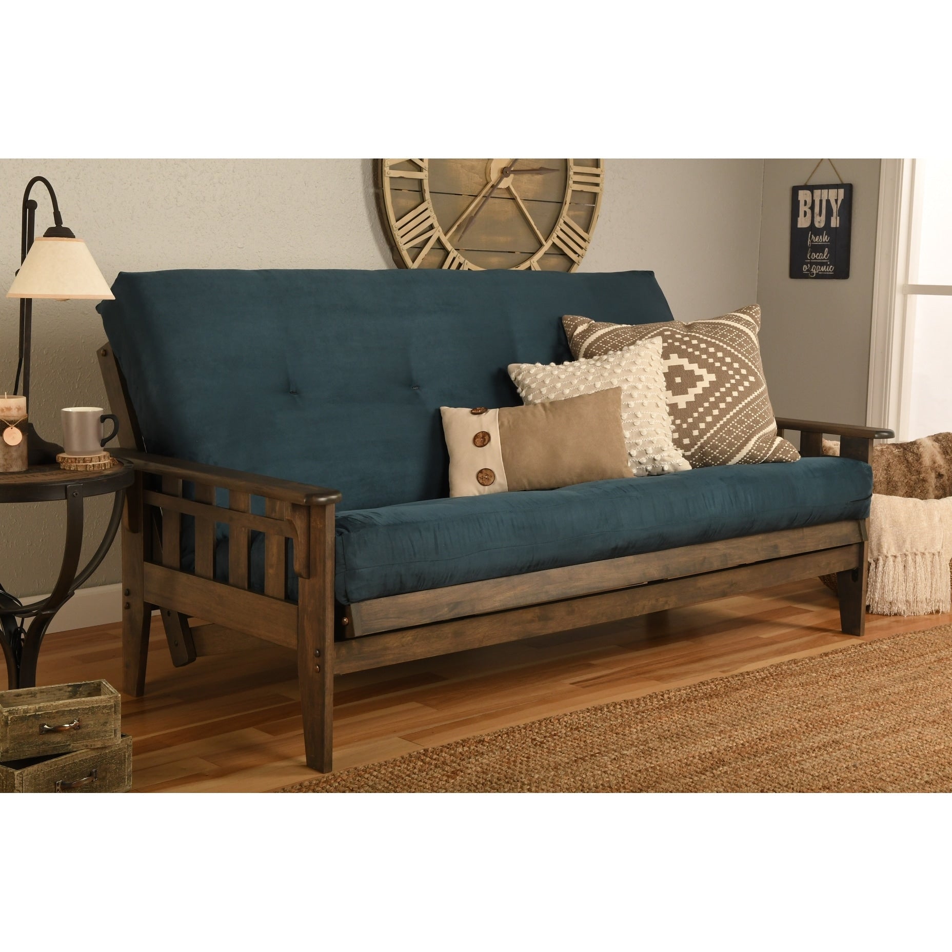 Ensemble futon rustique Somette Tucson pleine grandeur en noyer avec matelas