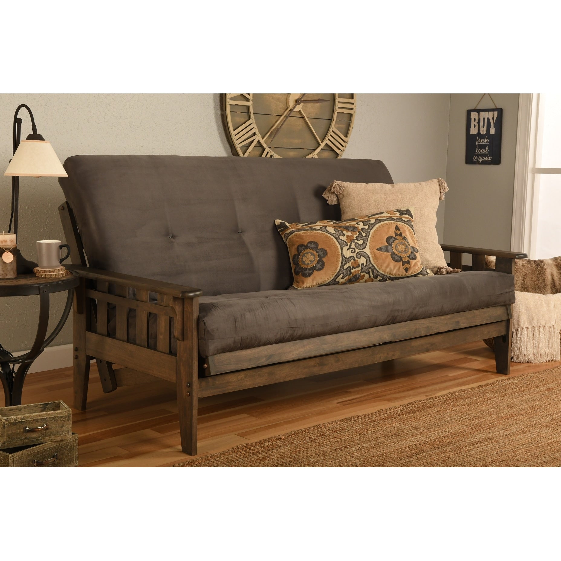 Ensemble futon rustique Somette Tucson pleine grandeur en noyer avec matelas