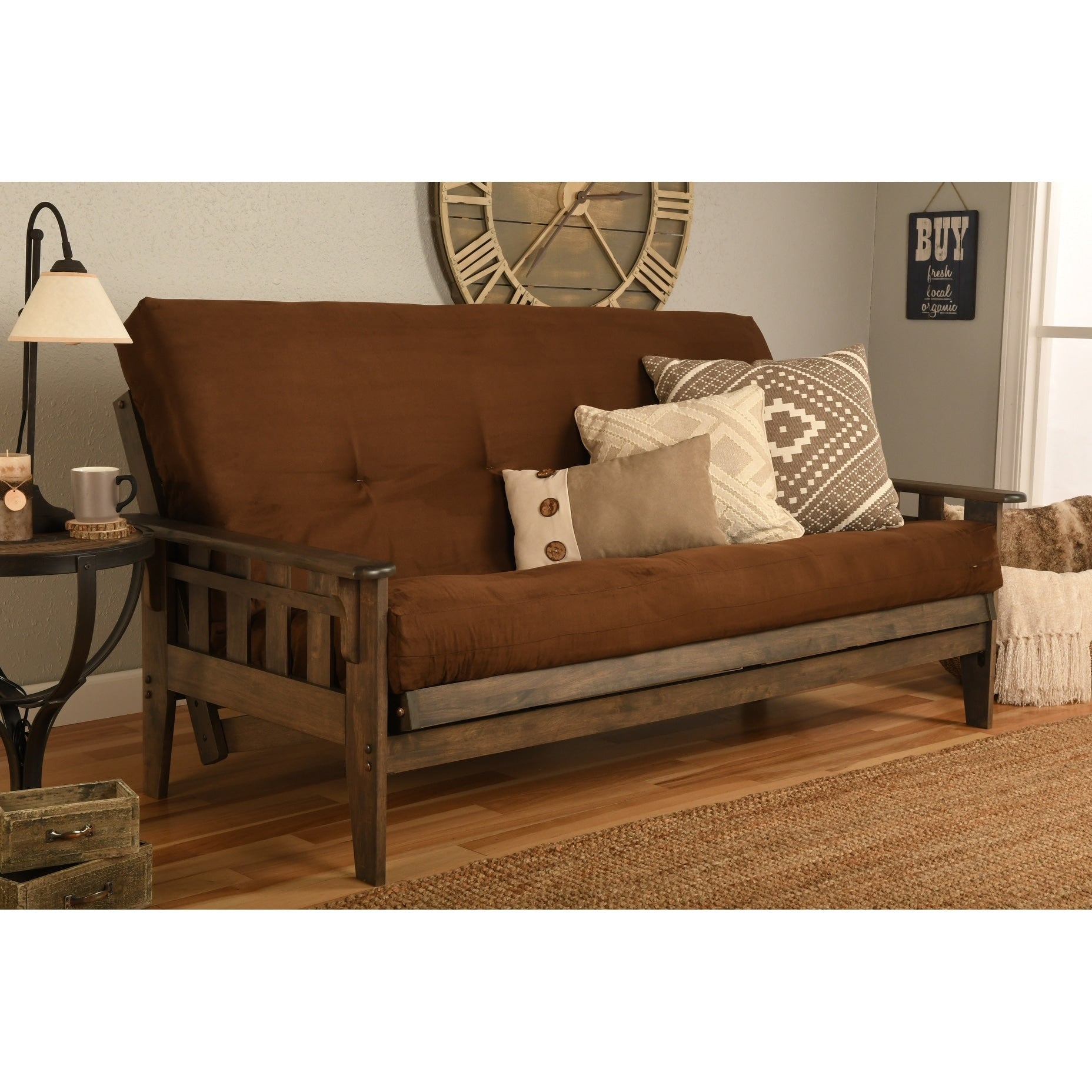 Ensemble futon rustique Somette Tucson pleine grandeur en noyer avec matelas
