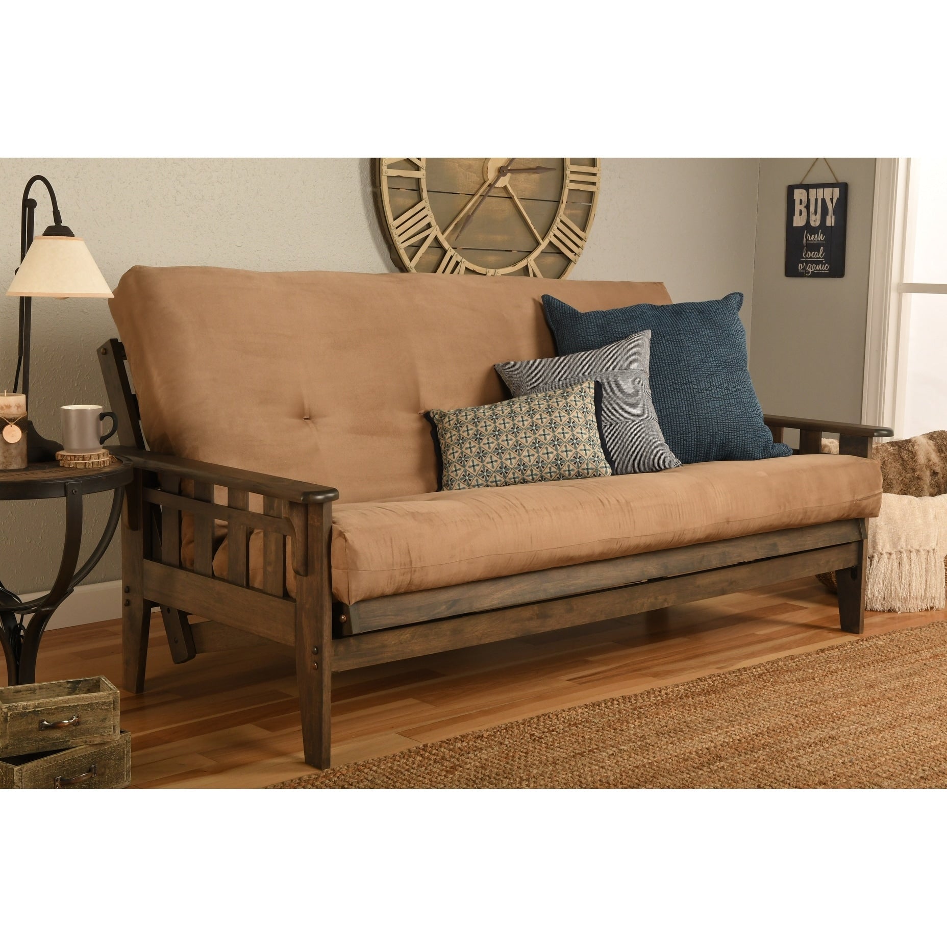 Ensemble futon rustique Somette Tucson pleine grandeur en noyer avec matelas