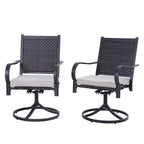 Ensemble de salle à manger de patio MAISON ARTS 5/7 pièces, 4/6 chaises pivotantes en rotin avec coussin et 1 table en métal avec trou pour parasol