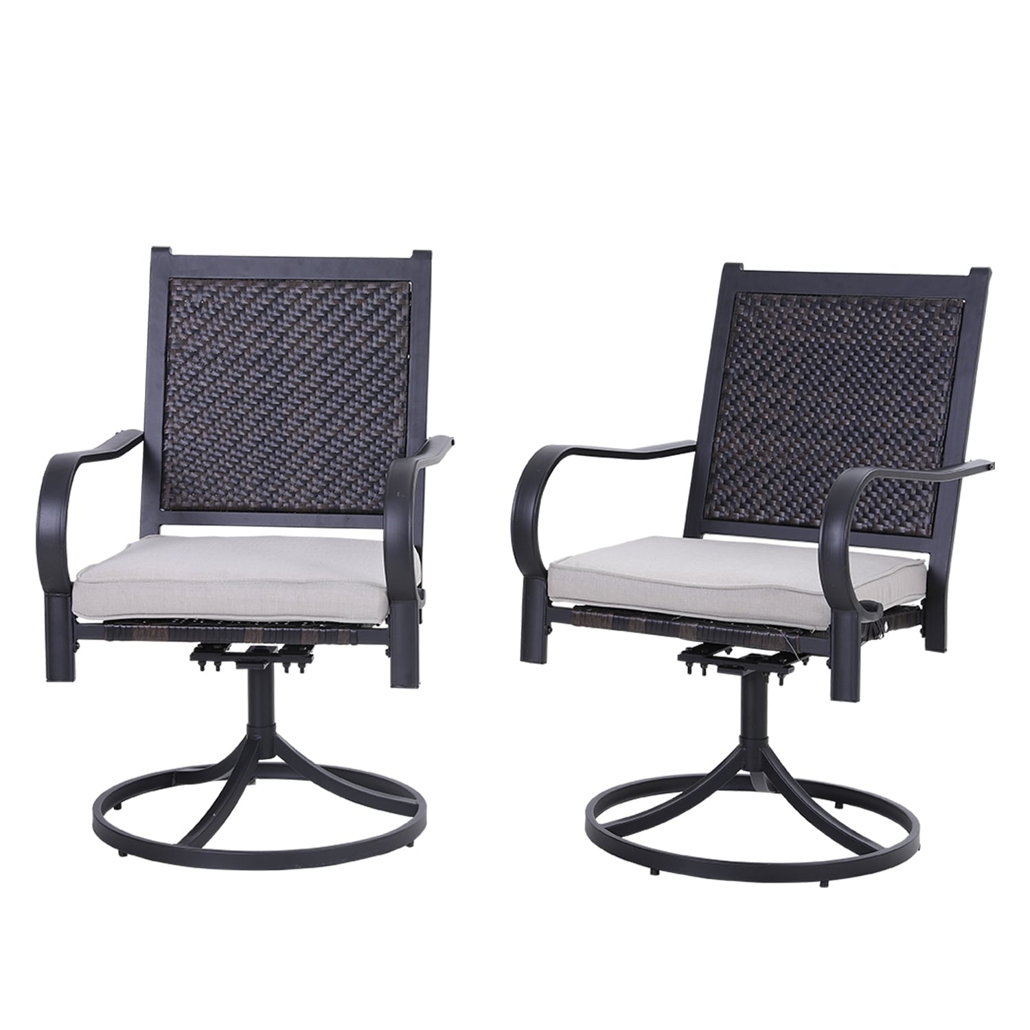 MAISON ARTS 5/7-piece Patio Dining Set, 4/6 Rattan Swivel Chairs with Cushion and 1 Metal Table with Umbrella Hole