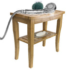 Banc de douche/tabouret en bambou Sorbus, rangement et assise en bois pour salle de bain