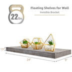 Étagères murales flottantes Sorbus en bois pour livres et rangement avec supports invisibles - Lot de 3