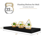 Étagères murales flottantes Sorbus en bois pour livres et rangement avec supports invisibles - Lot de 3