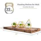 Étagères murales flottantes Sorbus en bois pour livres et rangement avec supports invisibles - Lot de 3