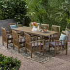 Ensemble de salle à manger d'extérieur extensible Sorrento en bois d'acacia, 9 pièces, par Christopher Knight Home