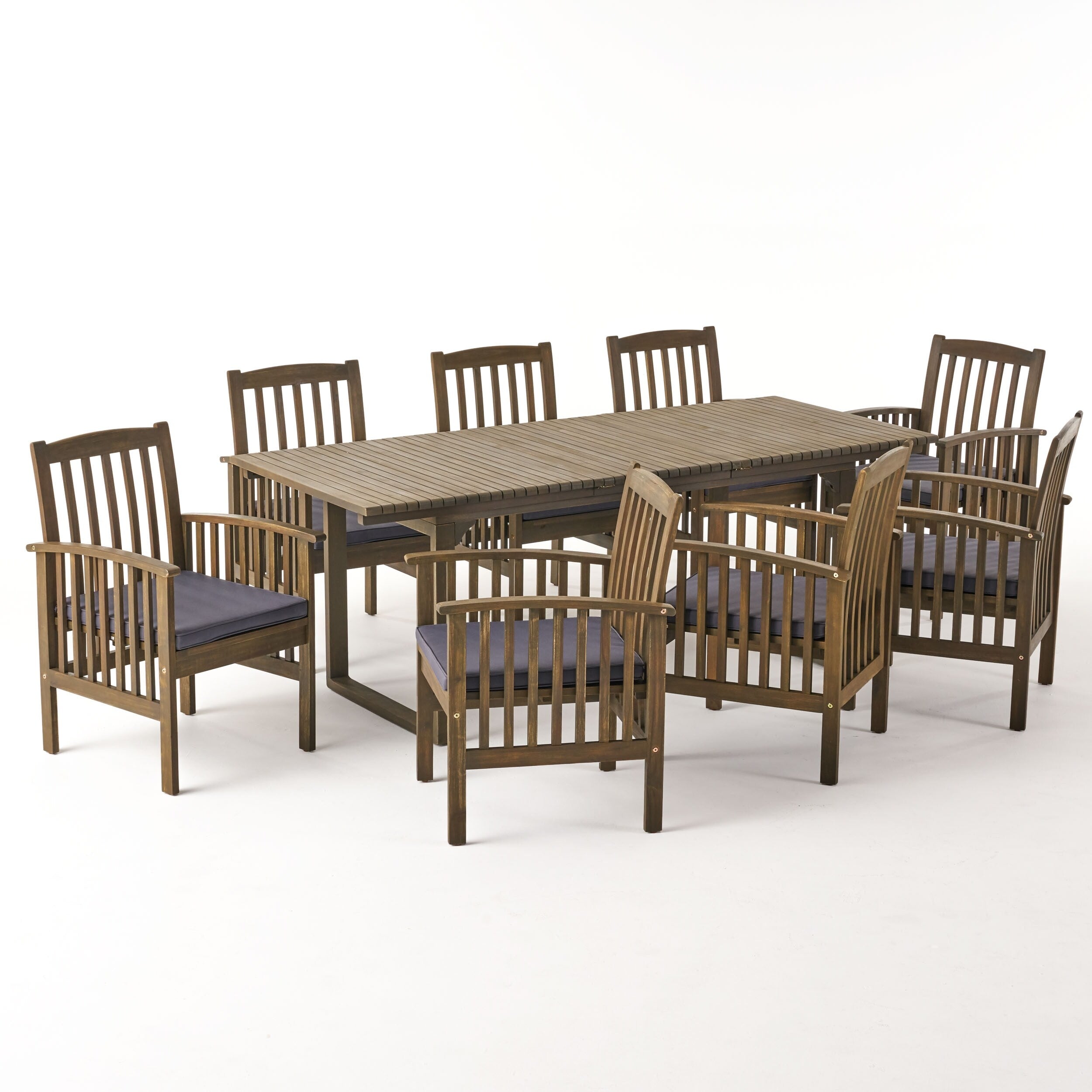 Ensemble de salle à manger d'extérieur extensible Sorrento en bois d'acacia, 9 pièces, par Christopher Knight Home